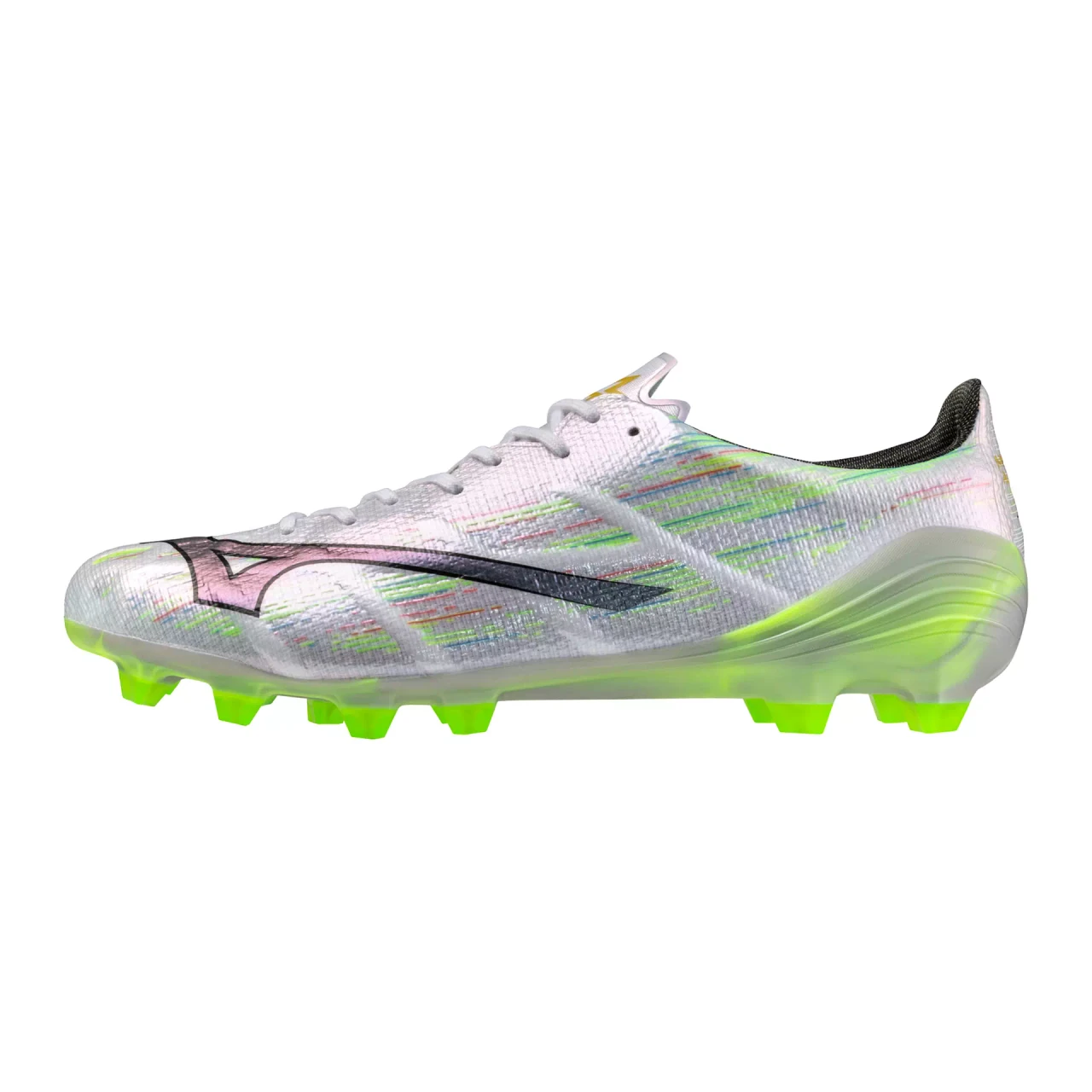 Mizuno Alpha II Elite FG Firm Ground Soccer Cleat, White/Neon Green - Image 2