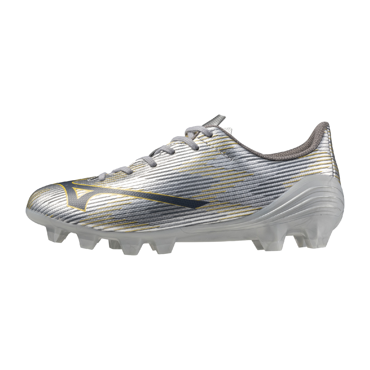 Mizuno Alpha II Select Junior FG Firm Ground Soccer Cleat, Silver/Gold